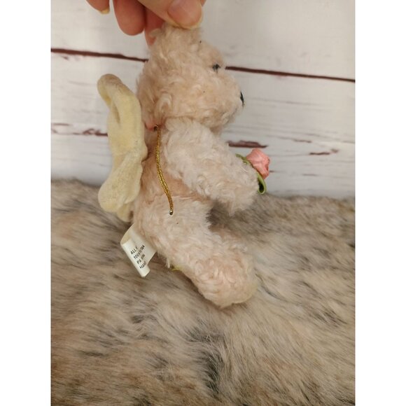 Boyds Collection Ltd Angel Teddy Bear Plush 1990 With Pink Ribbon‎ & Rose Mini - Picture 4 of 8